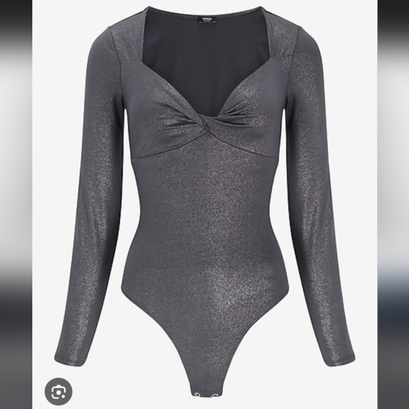 EXPRESS Body Contour Metallic Twist Front Thong Bodysuit SMALL NWT - Picture 3 of 8
